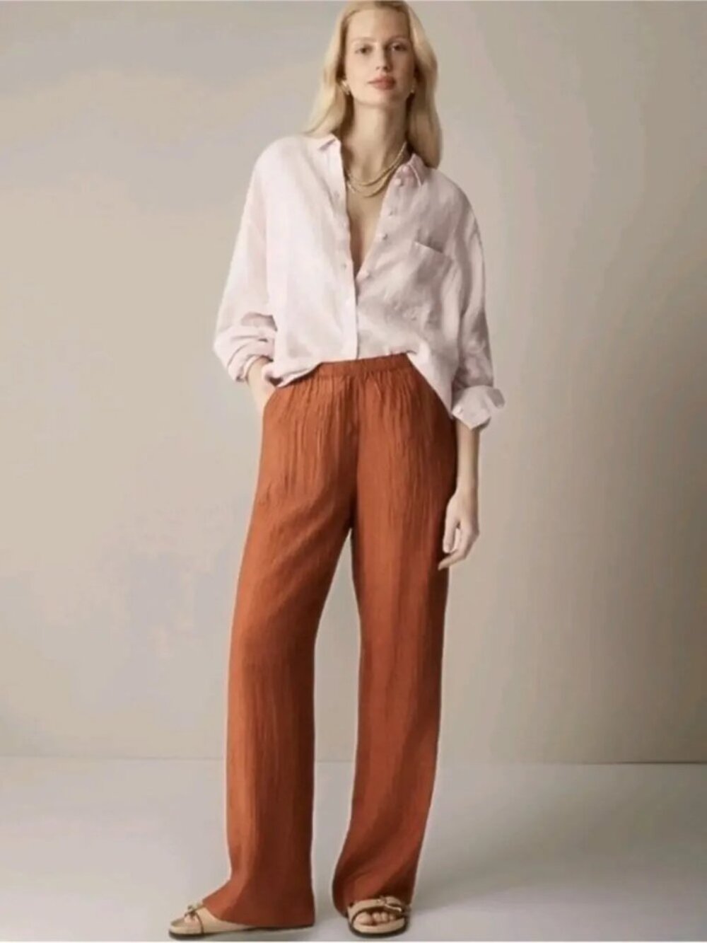 NWT J. Crew Stratus Pant in Textured Satin, Toasted Paprika Brown, Small